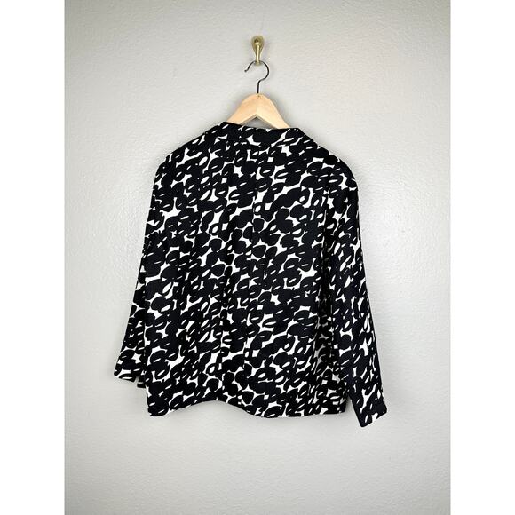 MaxMara 100% Pure Flax Linen Blazer Italy 12 Patterned Black White Single Button - Picture 6 of 13